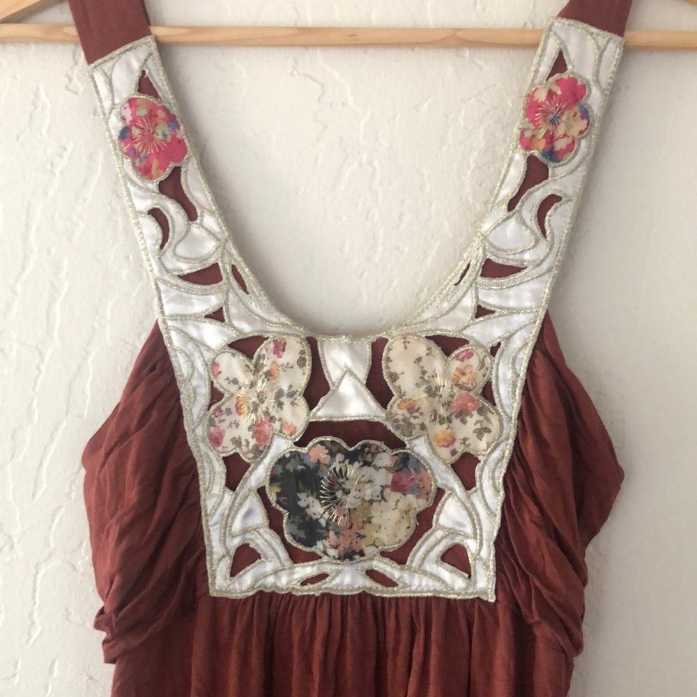 Embroidered Rust Dress - Picture 2 of 3